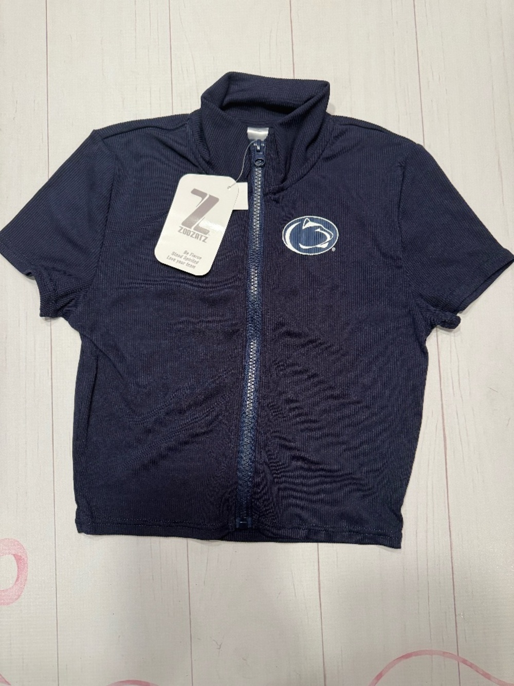 NWT Zoozatz Penn State Crop Top With Zipper Size Small
